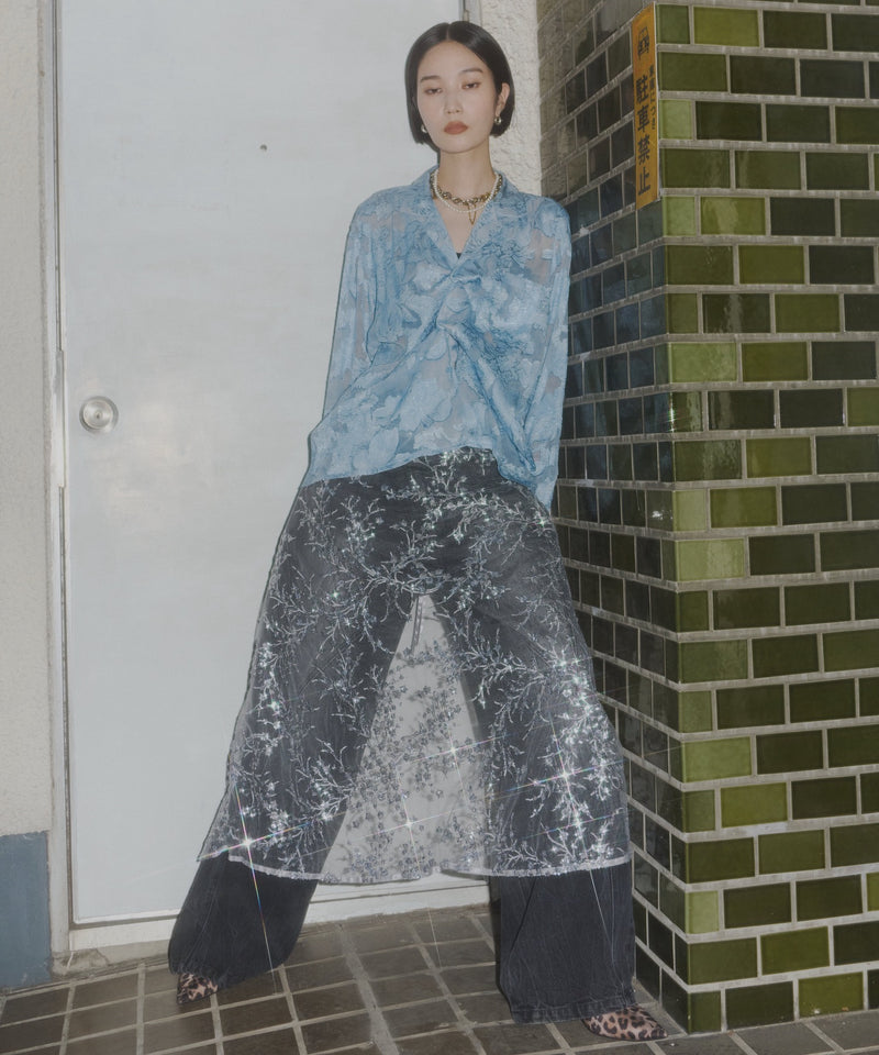 【yae】Flower spangle wrap skirt/フラワースパンコールラップスカート