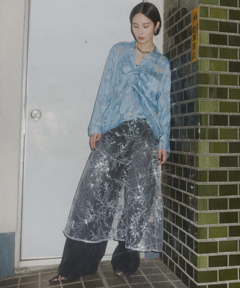【yae】Flower spangle wrap skirt/フラワースパンコールラップスカート
