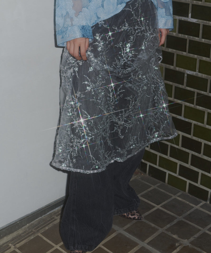【yae】Flower spangle wrap skirt/フラワースパンコールラップスカート