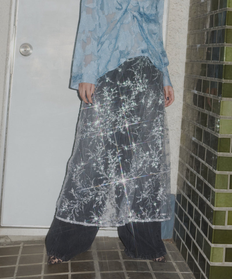 【yae】Flower spangle wrap skirt/フラワースパンコールラップスカート