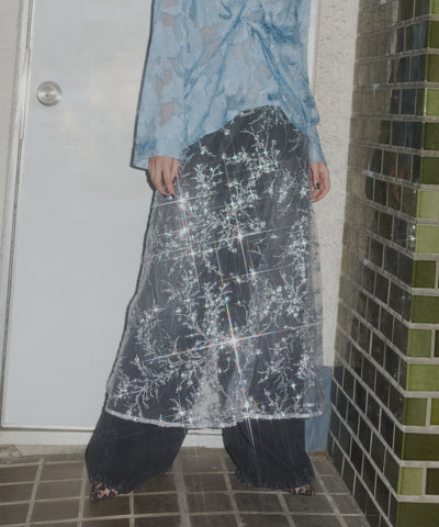 【yae】Flower spangle wrap skirt/フラワースパンコールラップスカート