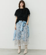 【yae】Flower spangle wrap skirt / フラワースパンコールラップスカート