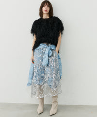 【yae】Flower spangle wrap skirt / フラワースパンコールラップスカート