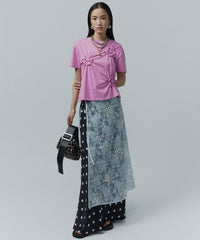 【yae】Flower spangle wrap skirt / フラワースパンコールラップスカート