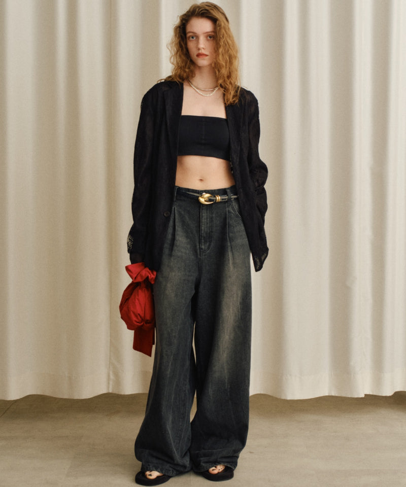 【yae】Super wide mens like denim