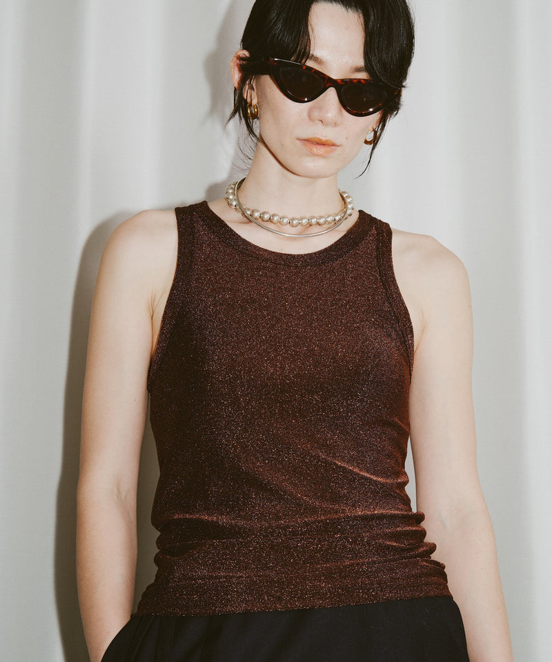 【yae】Glitter tank top / カップ付きグリッタータンクトップ