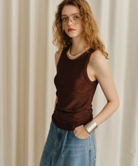 【yae】Glitter tank top / カップ付きグリッタータンクトップ
