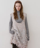 【J1U by LA BELLE ETUDE】ファンシーヤーンループフリンジMIXニットワンピース