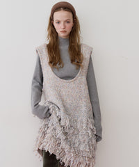 【J1U by LA BELLE ETUDE】ファンシーヤーンループフリンジMIXニットワンピース