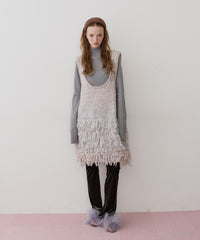 【J1U by LA BELLE ETUDE】ファンシーヤーンループフリンジMIXニットワンピース