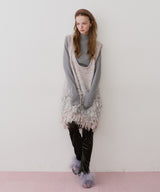 【J1U by LA BELLE ETUDE】ファンシーヤーンループフリンジMIXニットワンピース