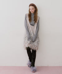 【J1U by LA BELLE ETUDE】ファンシーヤーンループフリンジMIXニットワンピース