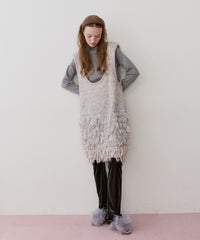 【J1U by LA BELLE ETUDE】ファンシーヤーンループフリンジMIXニットワンピース