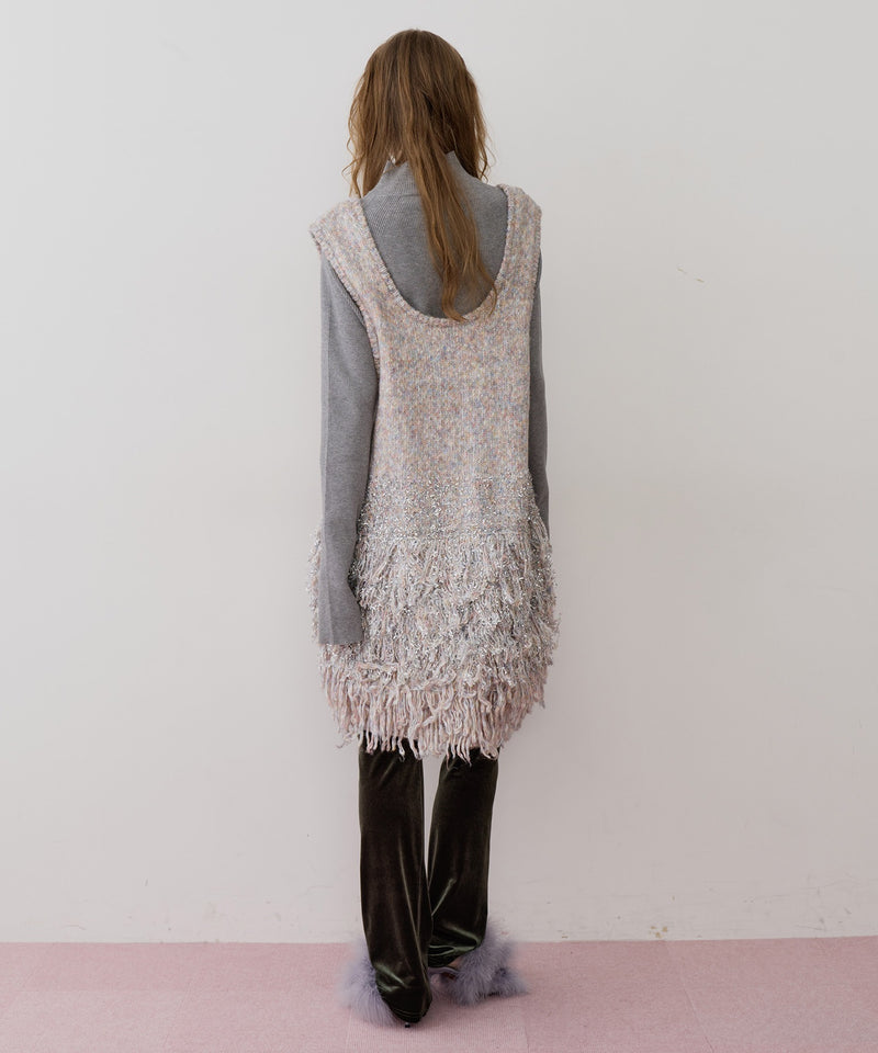 【J1U by LA BELLE ETUDE】ファンシーヤーンループフリンジMIXニットワンピース