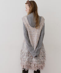 【J1U by LA BELLE ETUDE】ファンシーヤーンループフリンジMIXニットワンピース