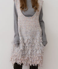 【J1U by LA BELLE ETUDE】ファンシーヤーンループフリンジMIXニットワンピース