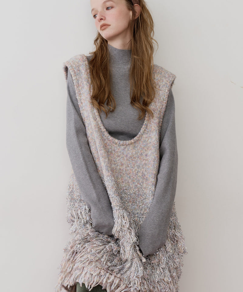 【J1U by LA BELLE ETUDE】ファンシーヤーンループフリンジMIXニットワンピース