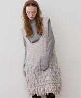 【J1U by LA BELLE ETUDE】ファンシーヤーンループフリンジMIXニットワンピース