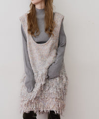 【J1U by LA BELLE ETUDE】ファンシーヤーンループフリンジMIXニットワンピース