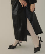 【yae】Clash leather like side zip skirt / クラッシュレザーライクサイドジップスカート