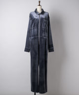 【yae】Fastener slit velours jumpsuit / ファスナースリットジャンプスーツ