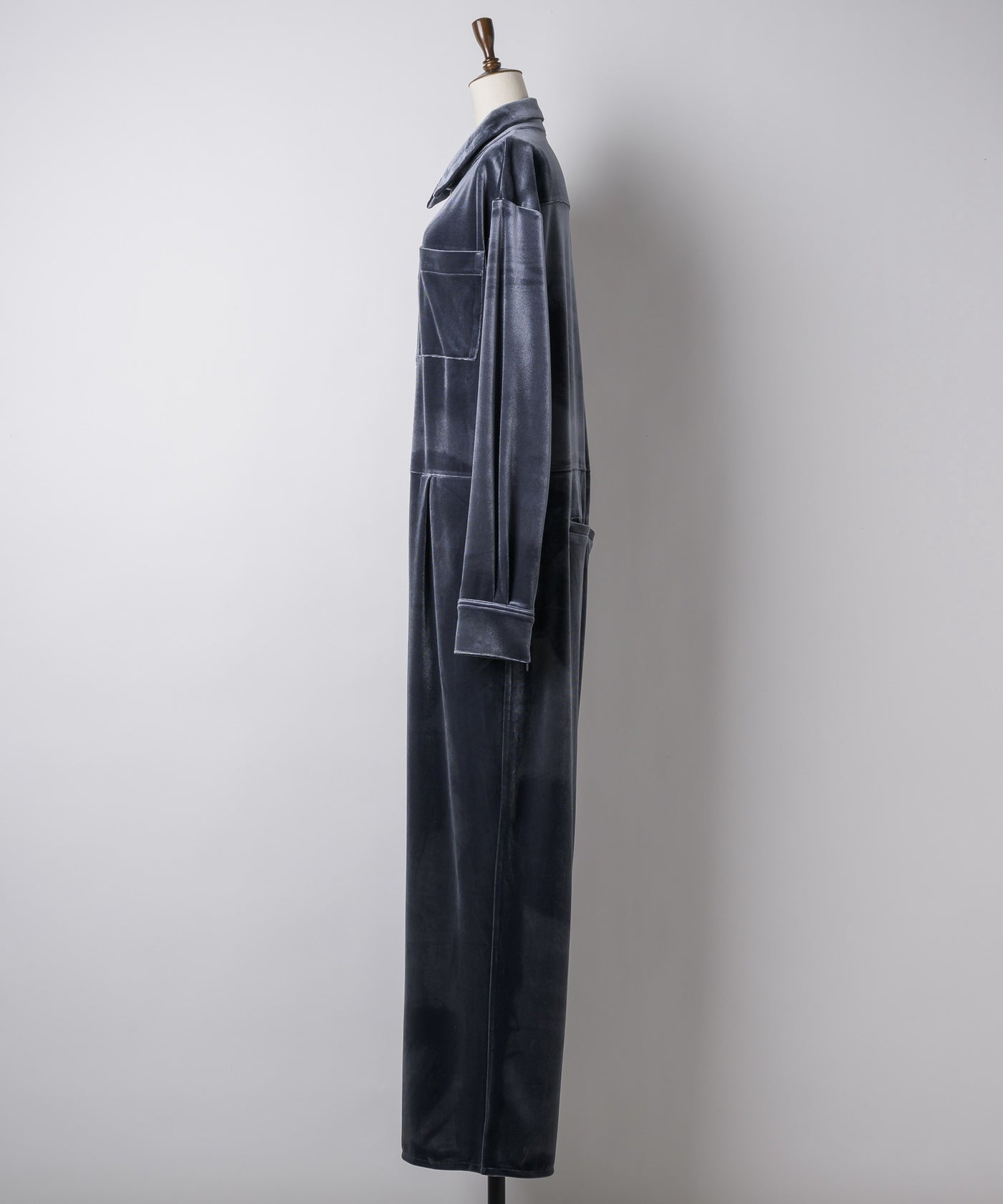 yae】Fastener slit velours jumpsuit / ファスナースリットジャンプ