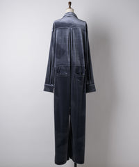【yae】Fastener slit velours jumpsuit / ファスナースリットジャンプスーツ