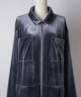 【yae】Fastener slit velours jumpsuit / ファスナースリットジャンプスーツ