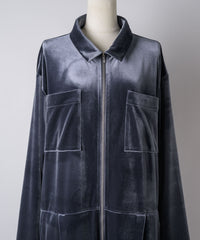 【yae】Fastener slit velours jumpsuit / ファスナースリットジャンプスーツ