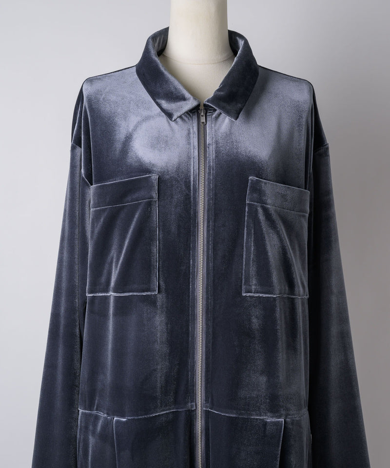 【yae】Fastener slit velours jumpsuit / ファスナースリットジャンプスーツ