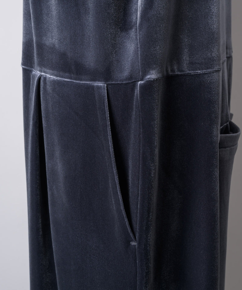 【yae】Fastener slit velours jumpsuit / ファスナースリットジャンプスーツ