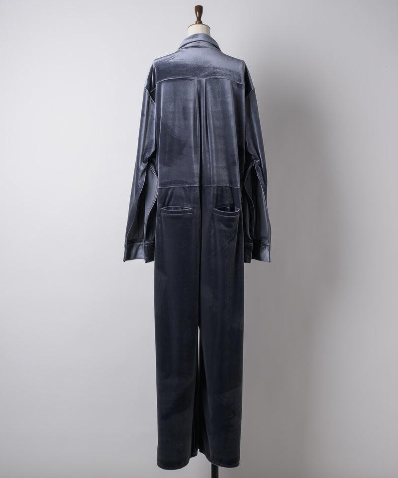 【yae】Fastener slit velours jumpsuit / ファスナースリットジャンプスーツ