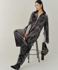 【yae】Fastener slit velours jumpsuit / ファスナースリットジャンプスーツ