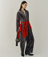 【yae】Fastener slit velours jumpsuit / ファスナースリットジャンプスーツ