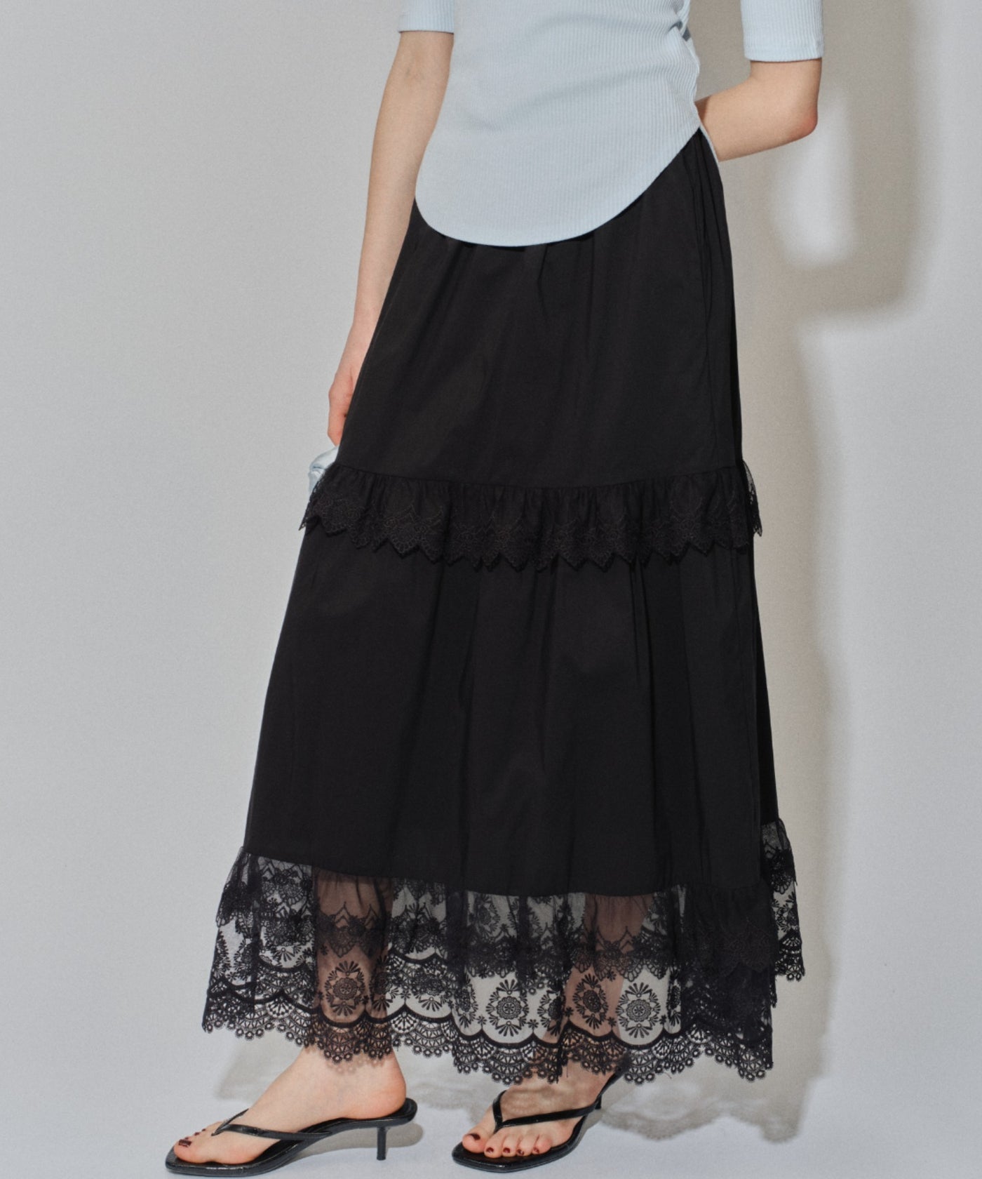 yae】Lace tiered skirt / レースティアードスカート – LA BELLE