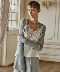 【予約】モチーフレース×サテンキャミ