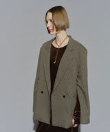 【yae】Asymmetry check jacket / アシンメトリーチェックジャケット