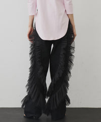 【再入荷】デニム×ギャザーチュールパンツ