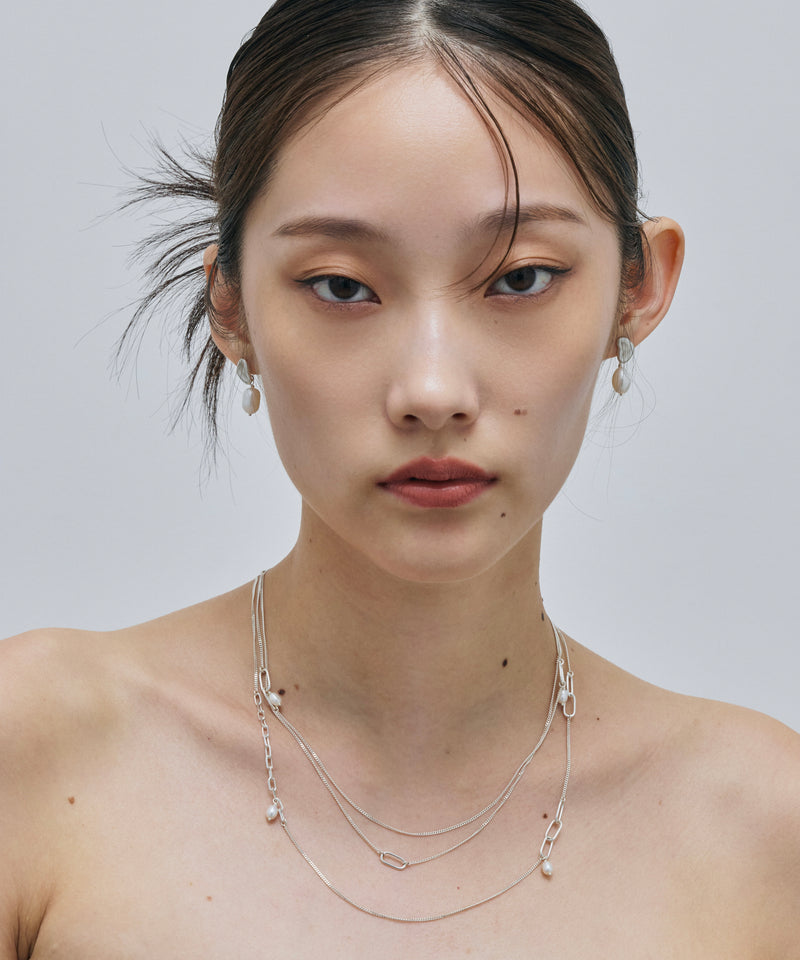 【loni】Silver925 Random Chain Pearl Necklace