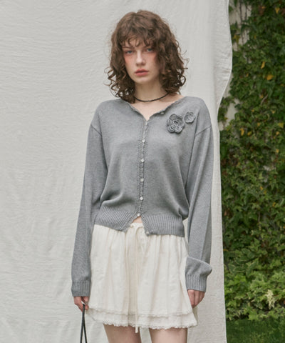 【GIUNON】flower knit cardigan / フラワーニットカーディガン