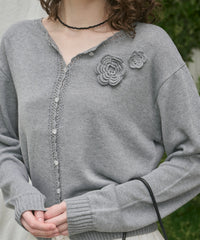 【GIUNON】flower knit cardigan / フラワーニットカーディガン
