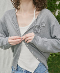 【GIUNON】flower knit cardigan / フラワーニットカーディガン