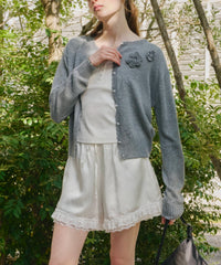 【GIUNON】flower knit cardigan / フラワーニットカーディガン