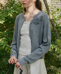 【GIUNON】flower knit cardigan / フラワーニットカーディガン