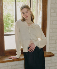 【GIUNON】flower knit cardigan / フラワーニットカーディガン