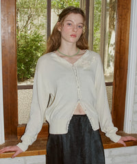 【GIUNON】flower knit cardigan / フラワーニットカーディガン