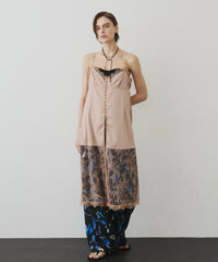 【予約】ボタンディテールサテンレースキャミチュニック