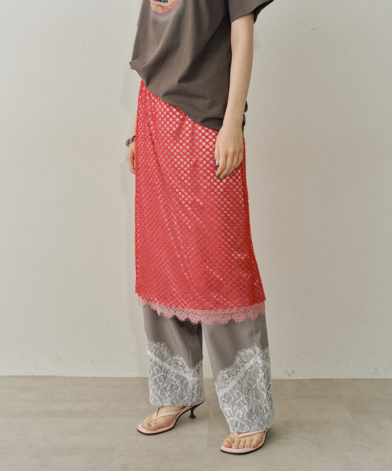 【yae】Lace design slacks / レースデザインスラックス