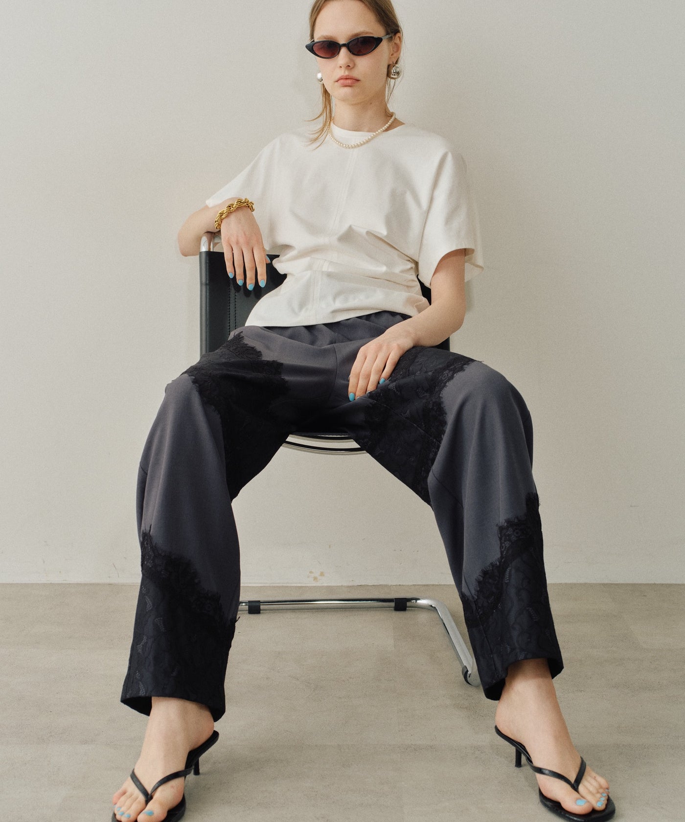 yae】Lace design slacks / レースデザインスラックス – LA BELLE