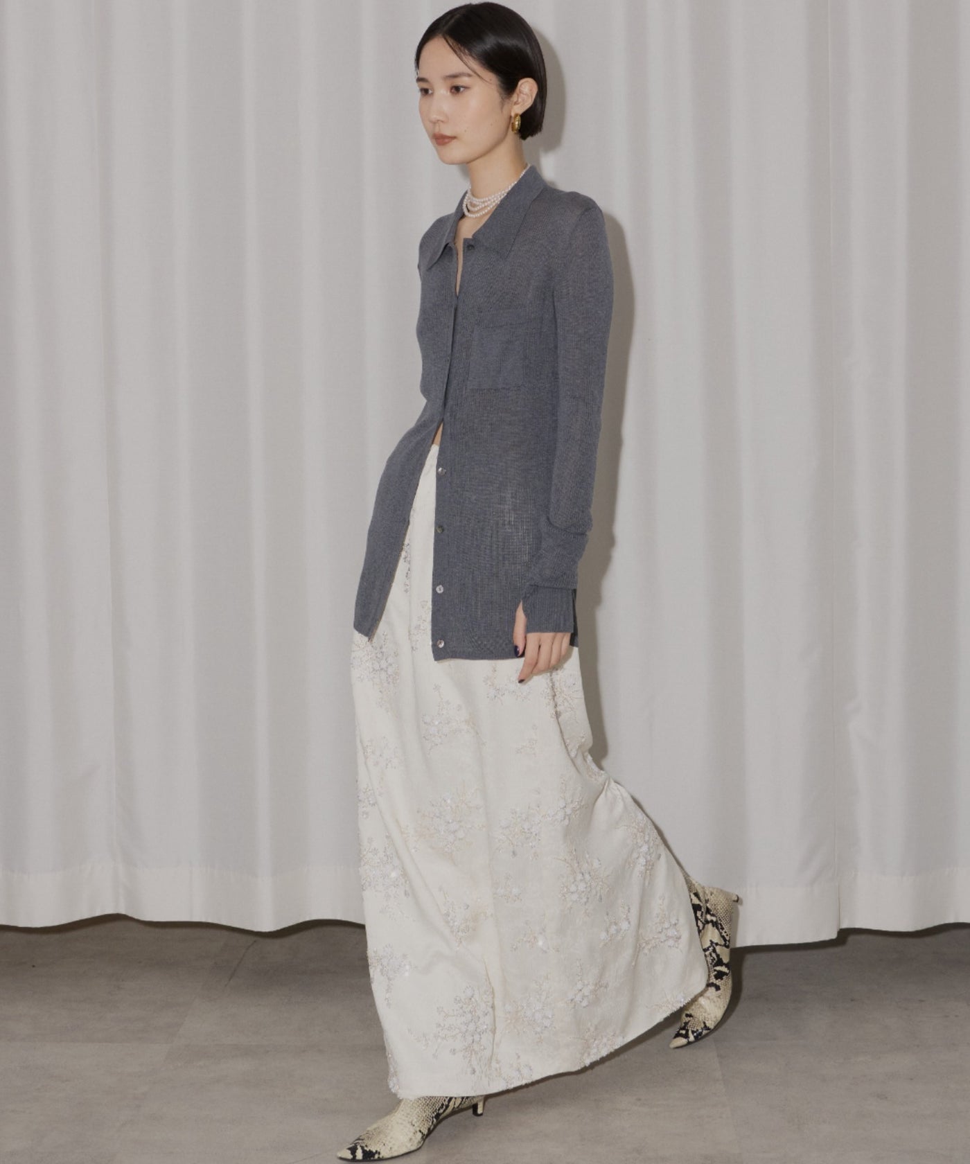 yae】 Flower embroidery skirt / フラワーエンブロイダリースカート